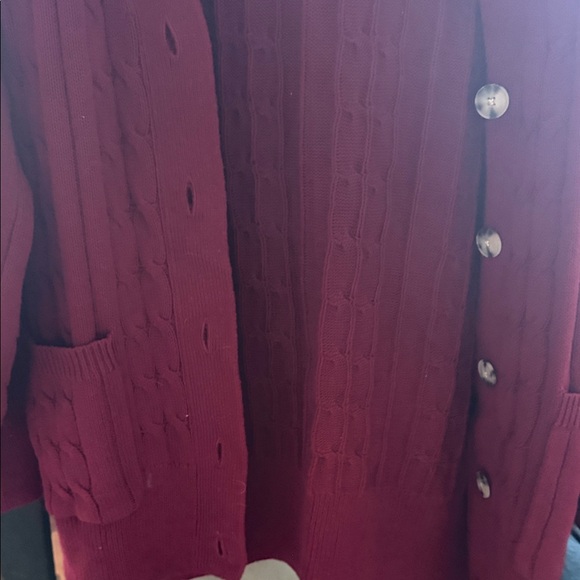 LOFT Women's Deep Red Cardigan Sweater - Picture 6 of 7